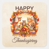 Dankbare Bosdieren Herfstbladeren Vierkante Sticker (Voorkant)