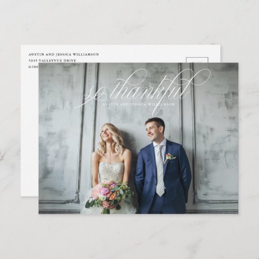 Dankbare bruiloft Bedankt Post Kaart (Voorkant / Achterkant)