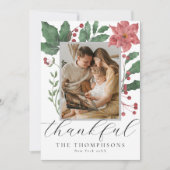 Dankbare Chic Winter Botanicals Foto Feestdagenkaart (Voorkant)