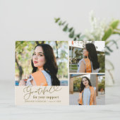 Dankbare Crème Multi Foto Afstuderen Aankondiging (Staand voorkant)