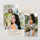 Dankbare Crème Multi Foto Afstuderen Aankondiging (Voorkant / Achterkant)