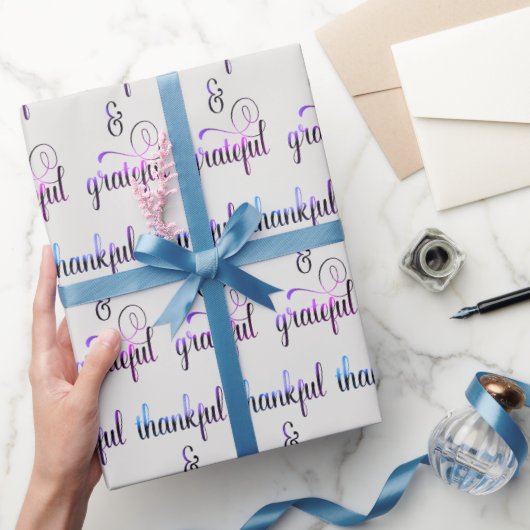 Dankbare & dankbare Fancy Tekst Cadeaupapier (Geschenken)