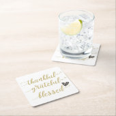 dankbare dankbare gezegde Thanksgiving vakantie Vierkante Kartonnen Onderzetter (Insitu)