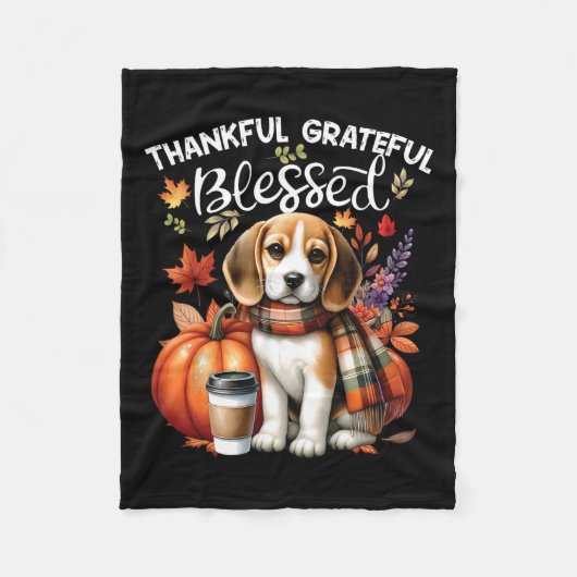 Dankbare dankbare gezegende Beagle Dog Happy Herfs Fleece Deken (Voorkant)