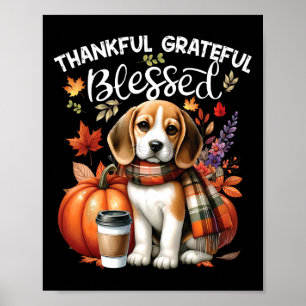 Dankbare dankbare gezegende Beagle Dog Happy Herfs Poster
