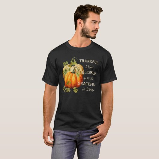 Dankbare dankbare gezegende Christelijke Thanksgiv T-shirt (Voorkant volledig)