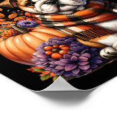 Dankbare dankbare gezegende Engelse Bulldog Herfst Poster (Hoek)