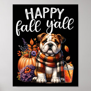 Dankbare dankbare gezegende Engelse Bulldog Herfst Poster