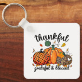 Dankbare dankbare gezegende herfst pompoen sleutelhanger (Voorkant)