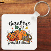 Dankbare dankbare gezegende herfst pompoen sleutelhanger (Achterkant)