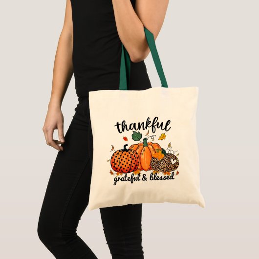Dankbare dankbare gezegende herfst pompoen tote bag (Voorkant (product))