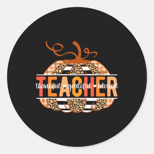 Dankbare dankbare Gezegende Leraar Thanksgiving Th Ronde Sticker (Voorkant)