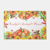 Dankbare dankbare gezegende rustieke pompoenbloem deurmat (Voorkant)