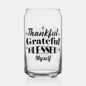 Dankbare, dankbare, gezegende sprankelende Thanksg Blikvorm Glas (Voorkant)