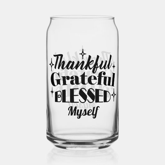 Dankbare, dankbare, gezegende sprankelende Thanksg Blikvorm Glas (Achterkant)