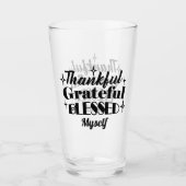 Dankbare, dankbare, gezegende sprankelende Thanksg Glas (Voorkant)