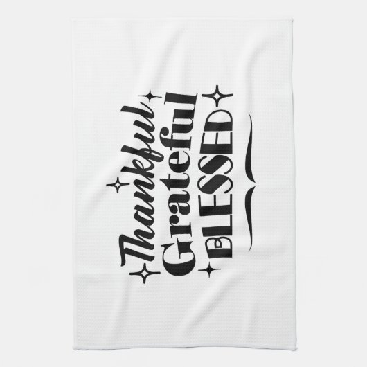 Dankbare, dankbare, gezegende sprankelende Thanksg Theedoek (Verticaal)