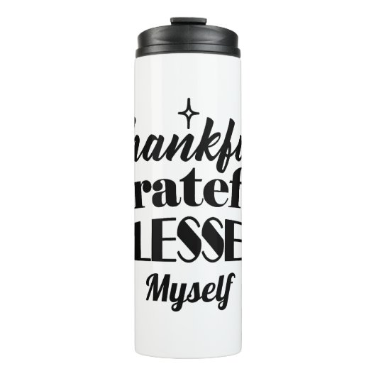 Dankbare, dankbare, gezegende sprankelende Thanksg Thermosbeker (Voorkant)