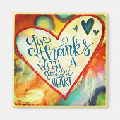 Dankbare, dankbare hart kleurrijke inspiratie magneet (Voorkant)