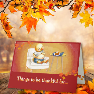 Dankbare Eend Met Rekbare Broek Thanksgiving Feestdagen Kaart
