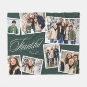 Dankbare elegante donkergroene 7 foto collage fleece deken (Voorkant (Horizontaal))