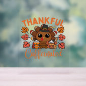 Dankbare en cafeïnehoudende Thanksgiving Acryl Bord (Neutraal)