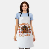 Dankbare en cafeïnehoudende Thanksgiving Schort (Gedragen)