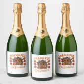 Dankbare en cafeïnehoudende Thanksgiving Sparkling Wijnetiket (Flessen)