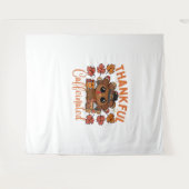 Dankbare en cafeïnehoudende Thanksgiving Wandkleed (Voorkant (horizontaal))
