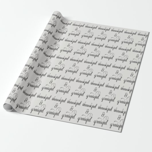 dankbare en dankbare fancy tekst cadeaupapier (Uitgerold)