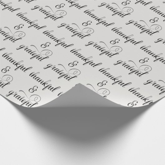 dankbare en dankbare fancy tekst cadeaupapier (Hoek)