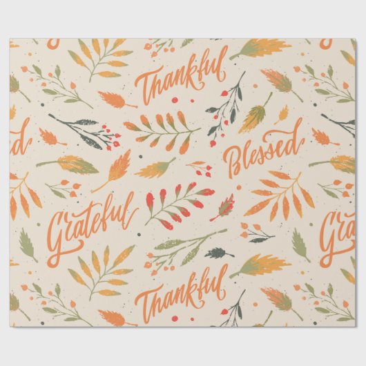 Dankbare en dankbare herfstletters cadeaupapier (Vlak)