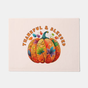 Dankbare en Gezegende Herfst Pompoen Deurmat