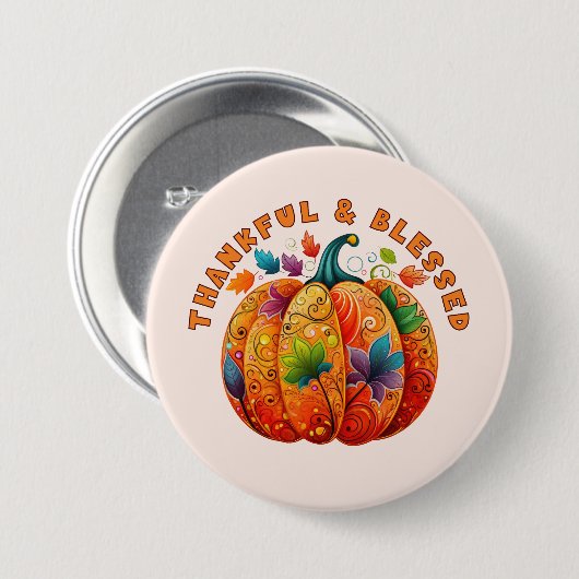 Dankbare en Gezegende Herfst Pompoen Ronde Button 7,6 Cm (Voorkant /achterkant)