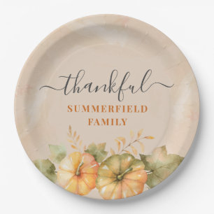 Dankbare Familie Pompoen Thanksgiving Diner Papieren Bordje