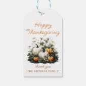 Dankbare Floral Pumpkin Thanksgiving Gift Labels Cadeaulabel (Achterkant)