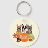 Dankbare Franse Bulldogs Thanksgiving Sleutelhanger (Achterkant)
