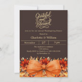 Dankbare gezegende bister boog oranje Thanksgiving Kaart (Voorkant)