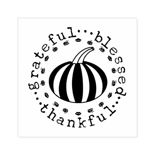Dankbare Gezegende Pompoen Herfst Oogst Rubberstempel (Afrduk)