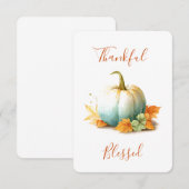 Dankbare & Gezegende Pompoen Thanksgiving Kaart (Voorkant / Achterkant)