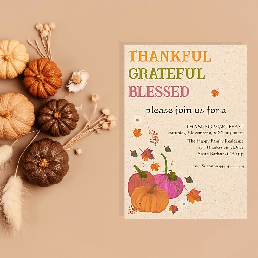 Dankbare gezegende pompoenen Herfst Kaart