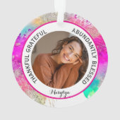 Dankbare Gezegende Quote foto Rainbow Ornament (achterkant)