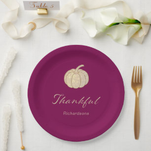 Dankbare Glitter Pompoen bordeauxrood Thanksgiving Papieren Bordje