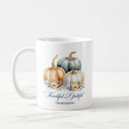 Dankbare Grateful Blauw Sinaasappel Gouden Pompoen Koffiemok