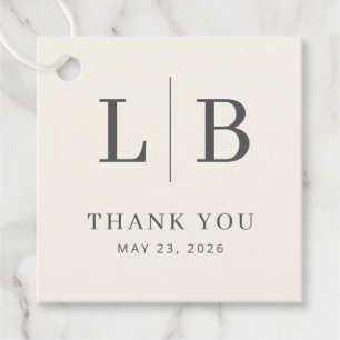 Dankbare grijze minimalistische trouwcadeautje tag bedankjes labels
