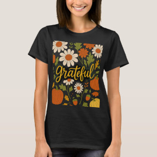Dankbare herfst bloemenpatch t-shirt