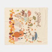 Dankbare Herfst Bunny Fleece Deken (Voorkant (Horizontaal))