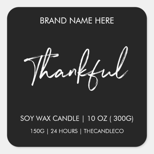 Dankbare Herfst kaars label Sticker | Aangepaste h (Voorkant)