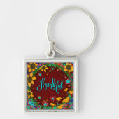 dankbare inspiratie inspirerende bloemen sleutelhanger (Voorkant)