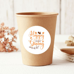 Dankbare kalkoen Gelukkig Thanksgiving Ronde Sticker
